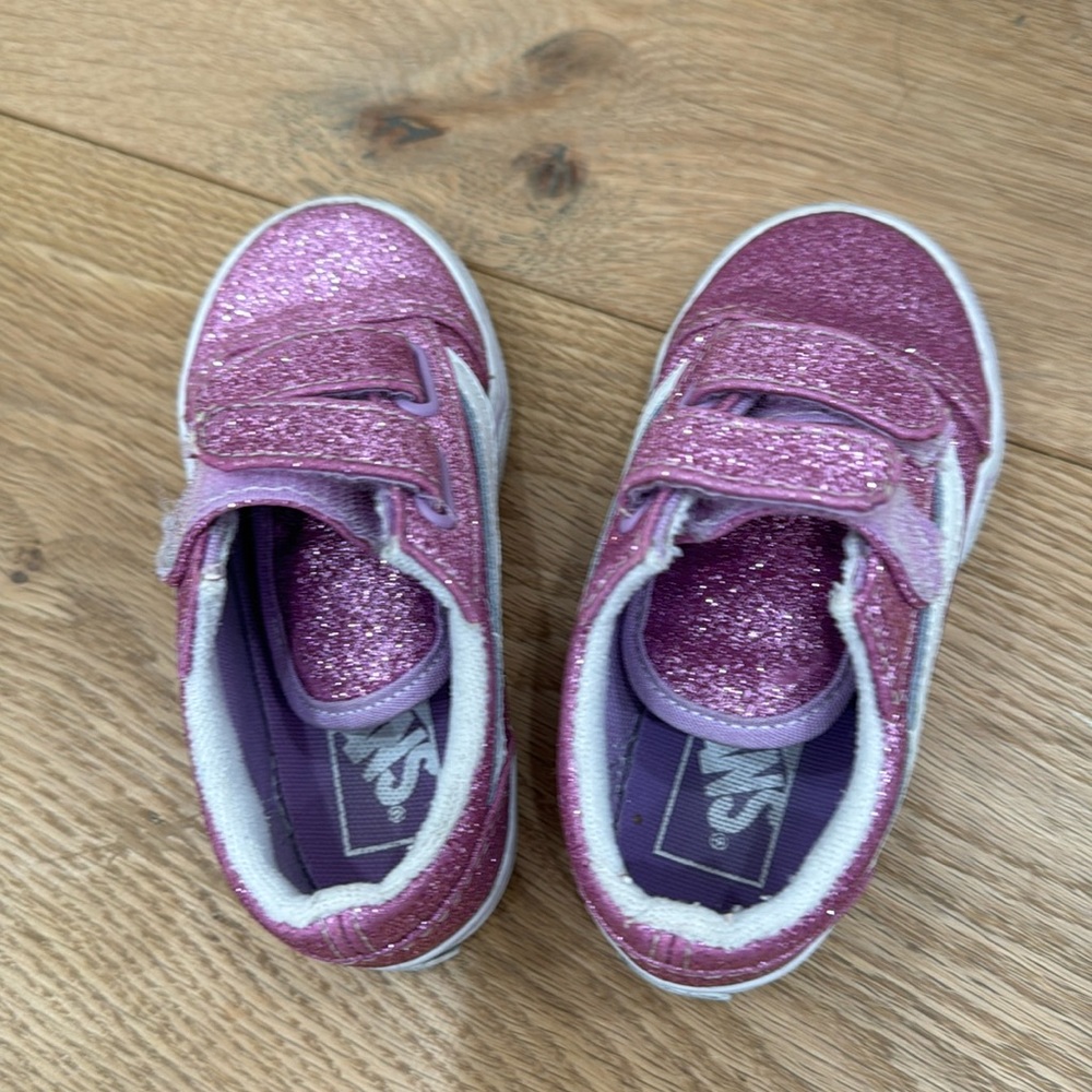 Vans Old Skool V Glitter Skate Shoe - Baby / Toddler - Lilac